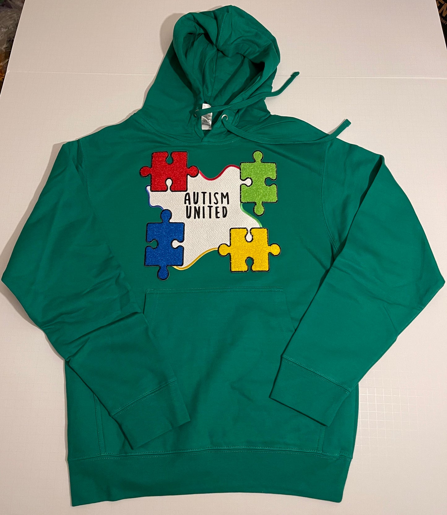 Long Sleeve Med Weight Chenille Patch AutismUnited Pouch Hoody