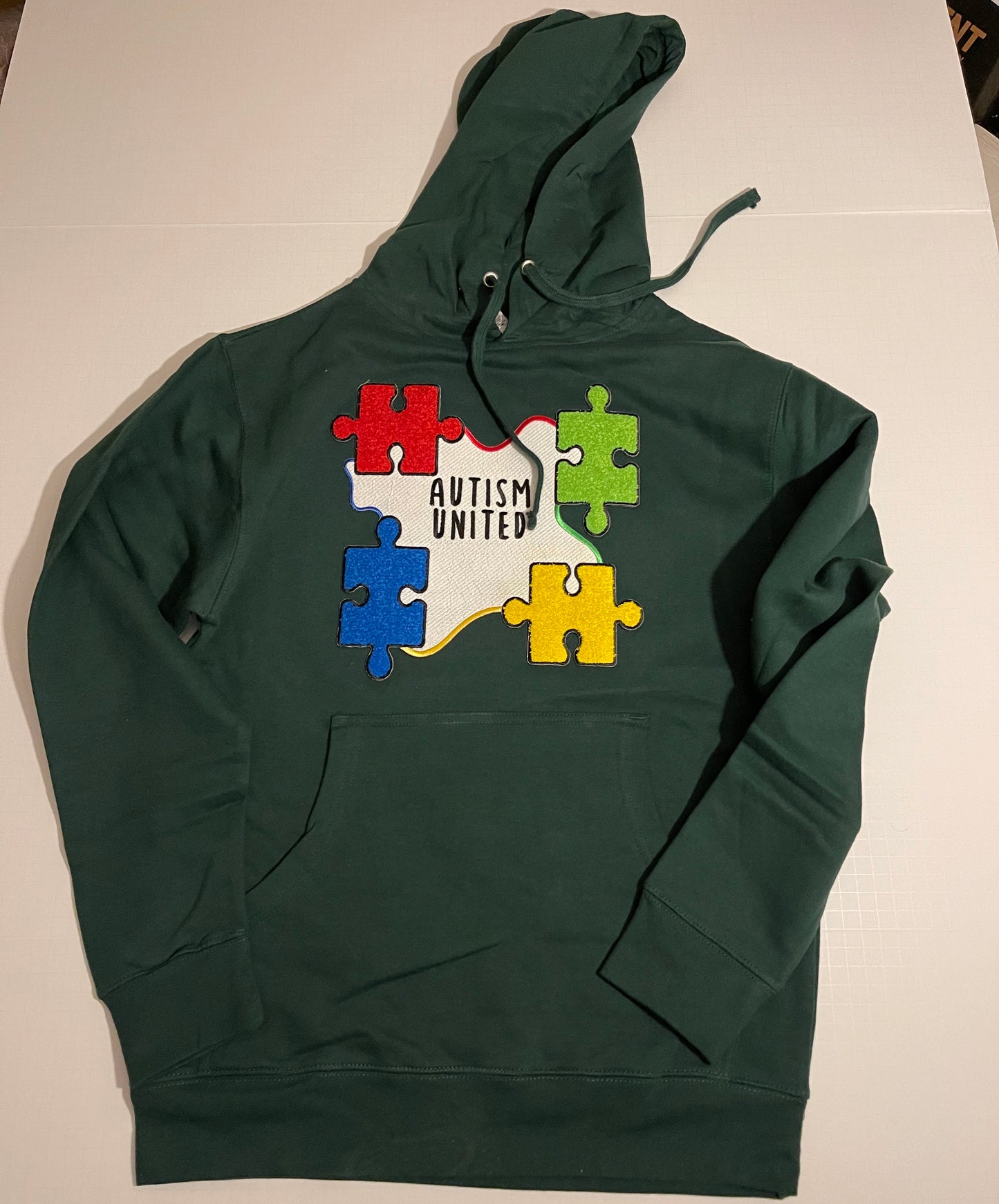 Long Sleeve Med Weight Chenille Patch AutismUnited Pouch Hoody