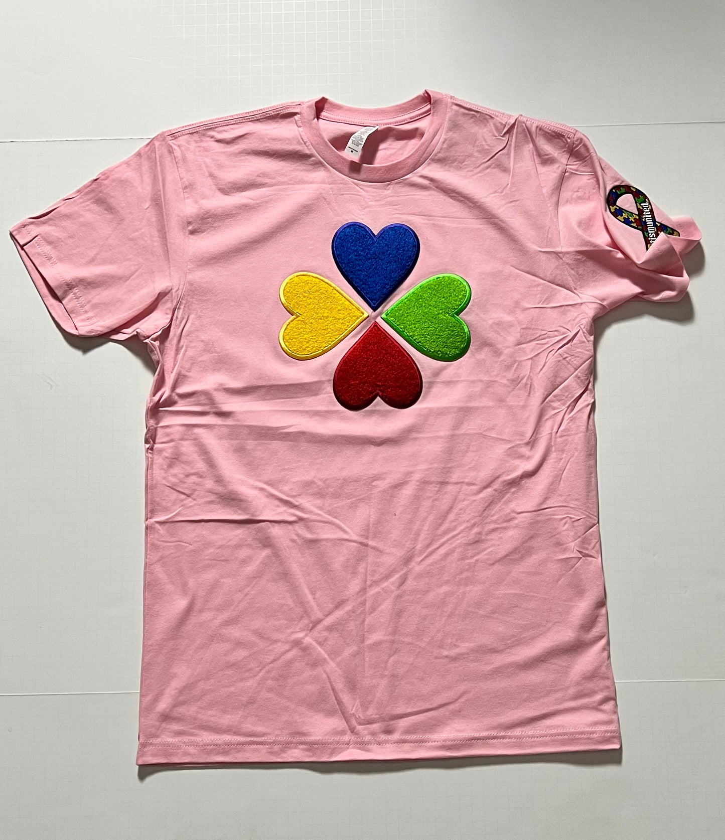 Short Sleeve 4❤️💙💚💛 Chenille Patch Autism T-Shirts
