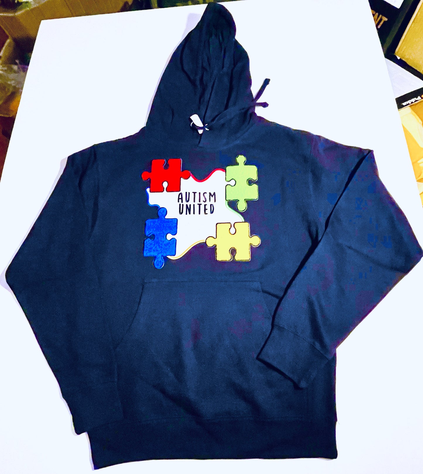 Long Sleeve Med Weight Chenille Patch AutismUnited Pouch Hoody