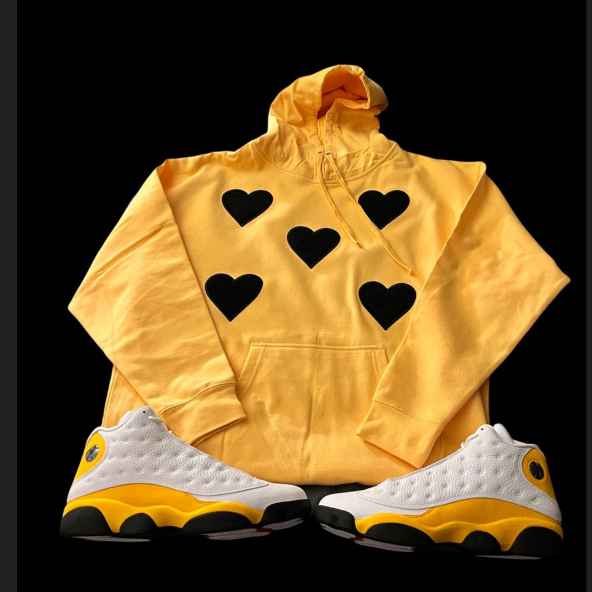 MidWeight Hoody with Black Hearts Comes In 3 Different Colors  Pink Not Shown At the moment